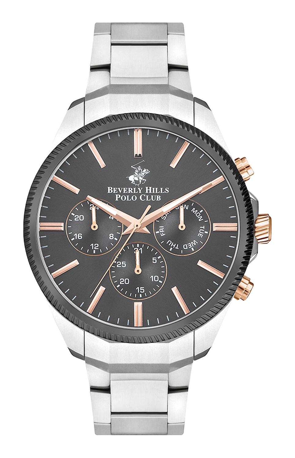 Beverly Hills Polo Club BP3379X360 Takvimli Metal Kordon Analog Erkek Kol Saati