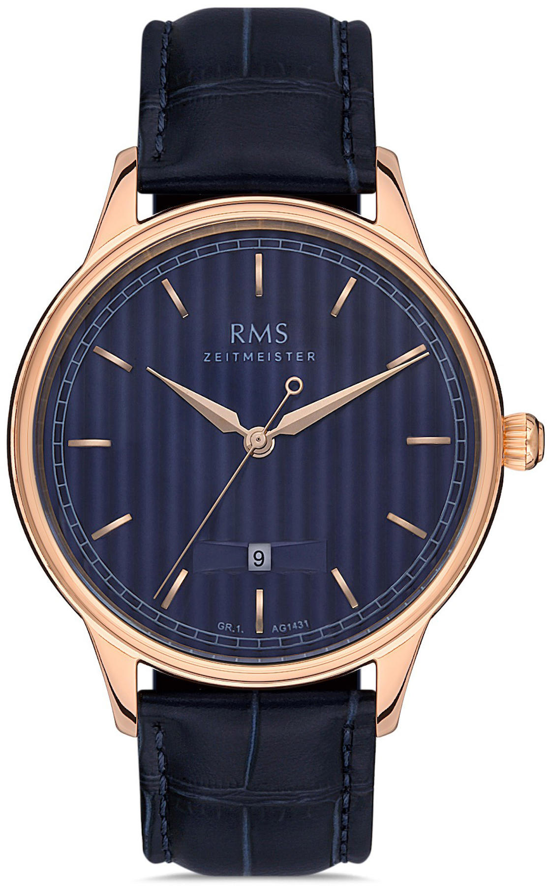 Romanson GR.1.AG1431.09 Takvimli 42 mm Lacivert Deri Kordon Analog Kol Saati