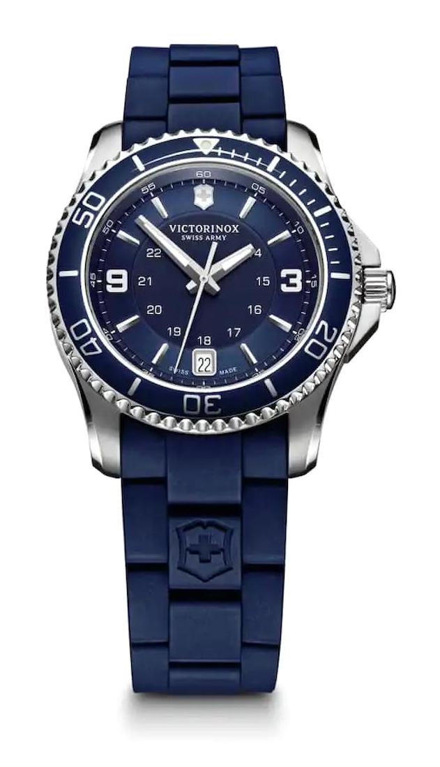 Victorinox Swiss Army 241610 Pusulalı Takvimli 34 mm Lacivert Silikon Kordon Analog Kol Saati