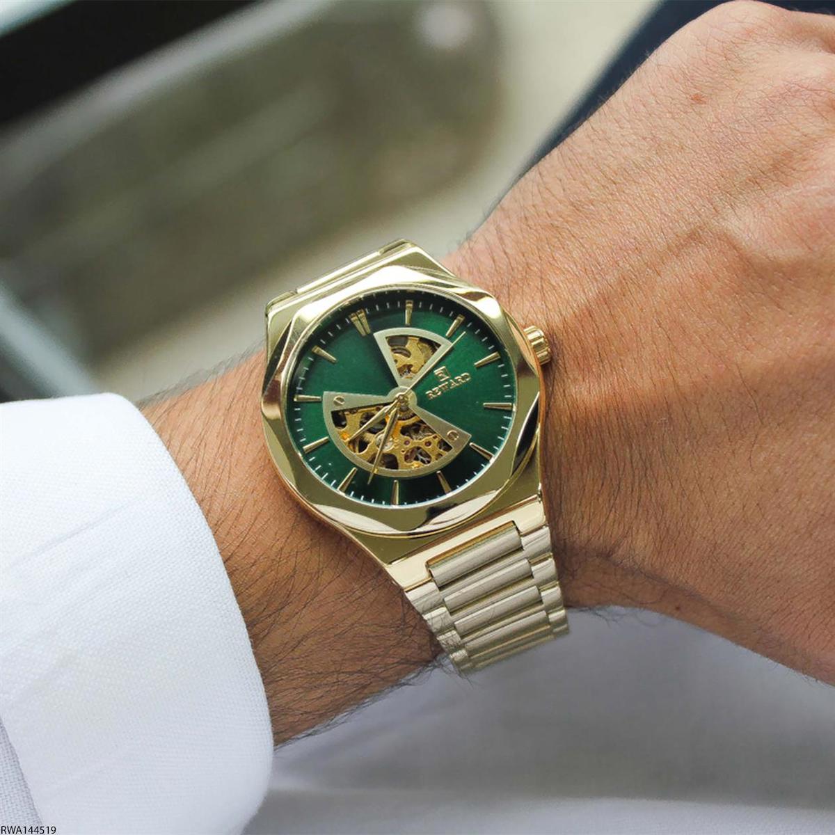 Reward RWA144519 44 mm Altın - Beyaz Çelik Kordon Analog Erkek Kol Saati