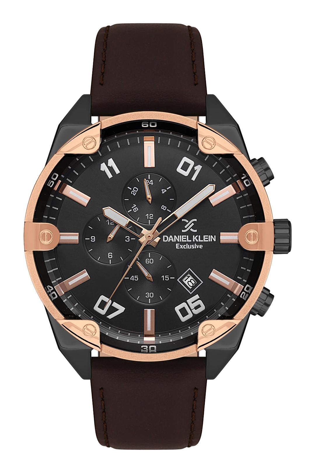Daniel Klein DKE.1.10532.4 Takvimli Kahverengi Deri Kordon Analog Erkek Kol Saati