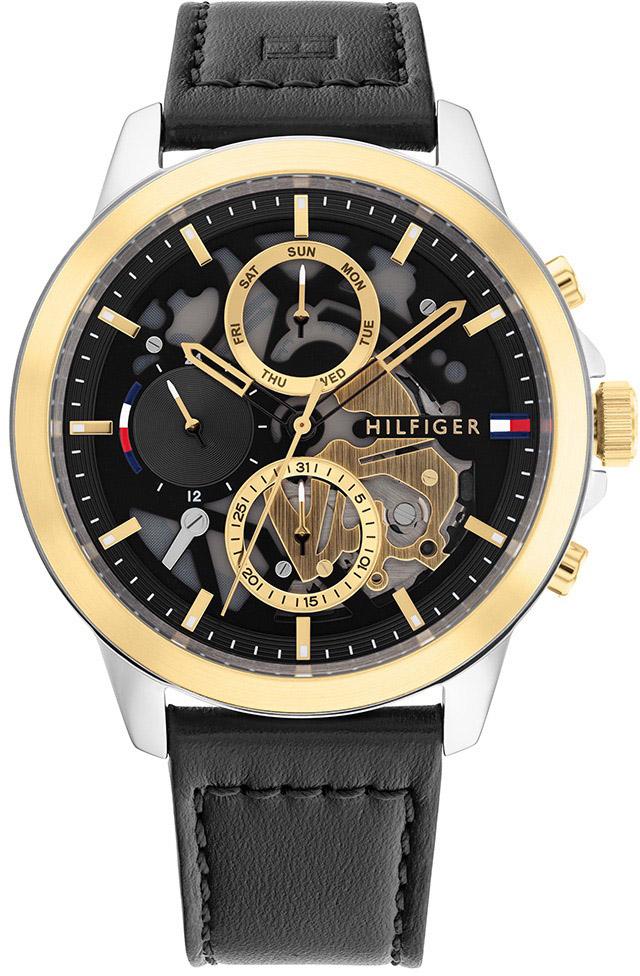 Tommy Hilfiger TH1710474 Takvimli 44 mm Siyah Deri Kordon Analog Erkek Kol Saati
