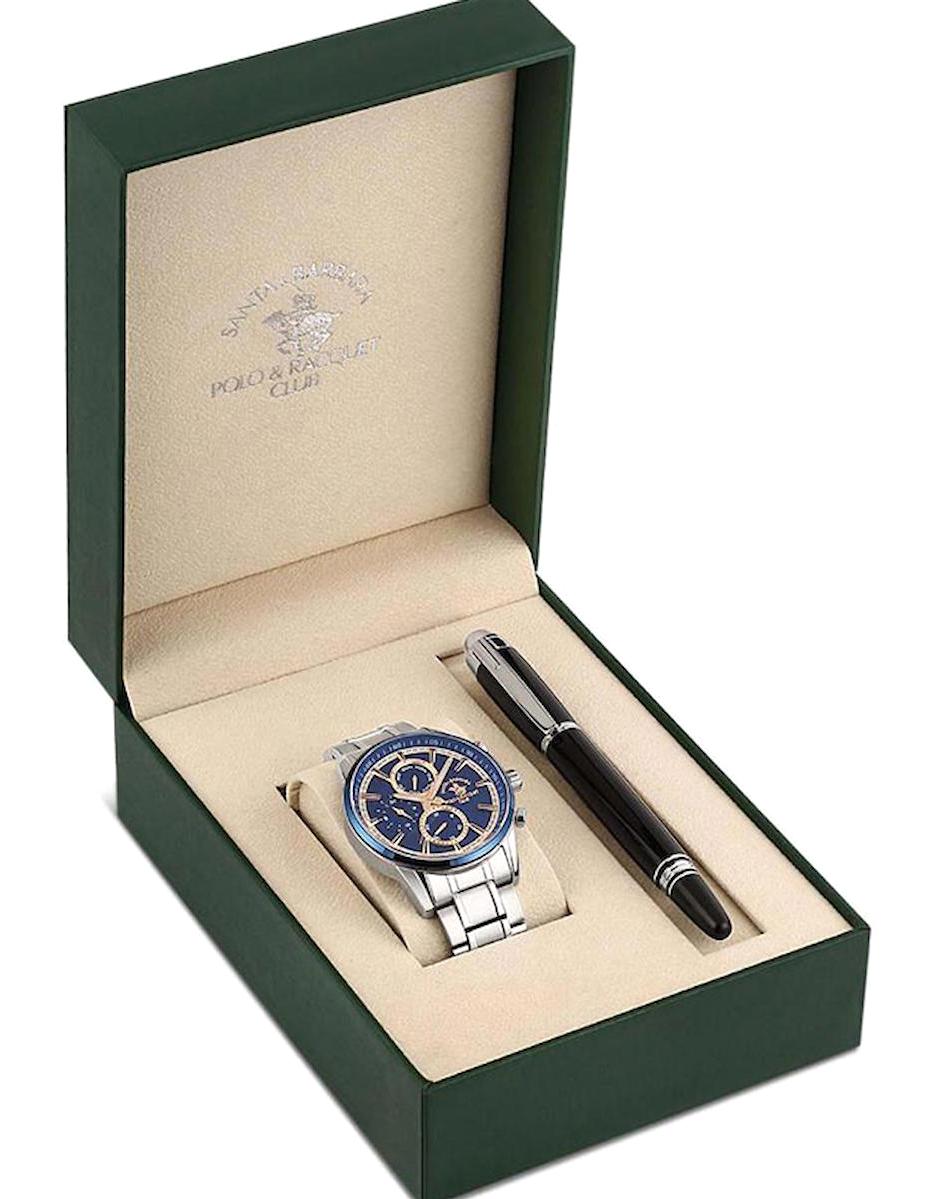 Santa Barbara Polo & Racquet Club SB.1.10446.4 Takvimli 44 mm Çelik Kordon Analog Erkek Kol Saati