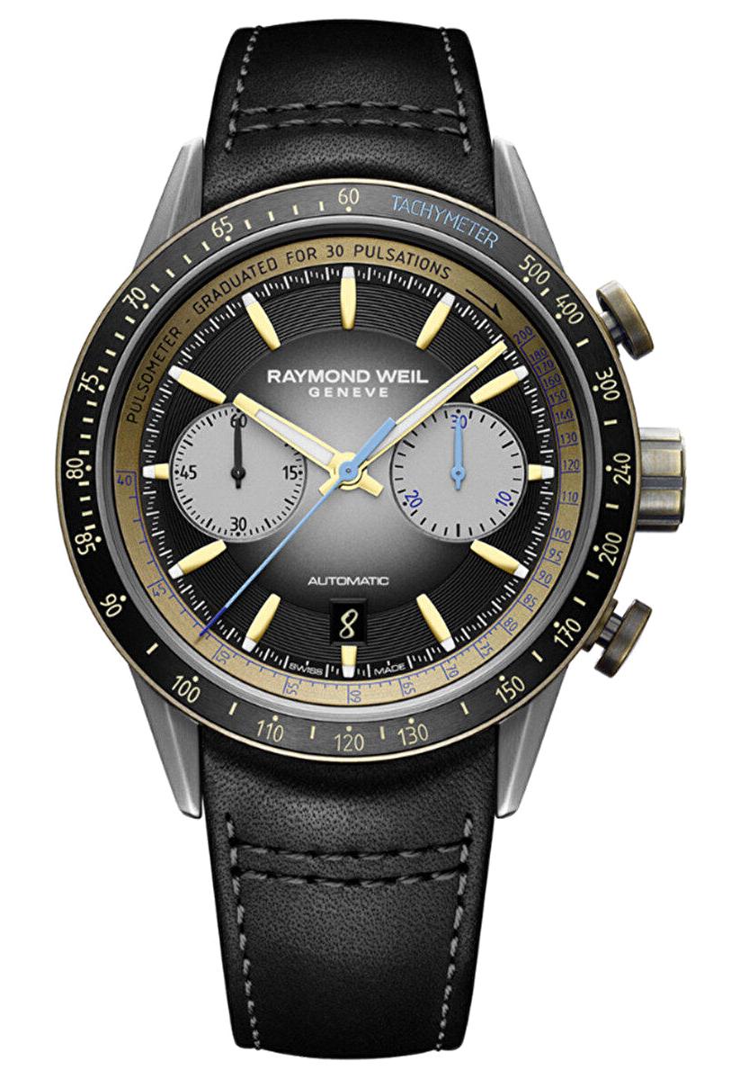 Raymond Weil RW7780TB320423 Takvimli 43 mm Siyah Deri Kordon Analog Erkek Kol Saati