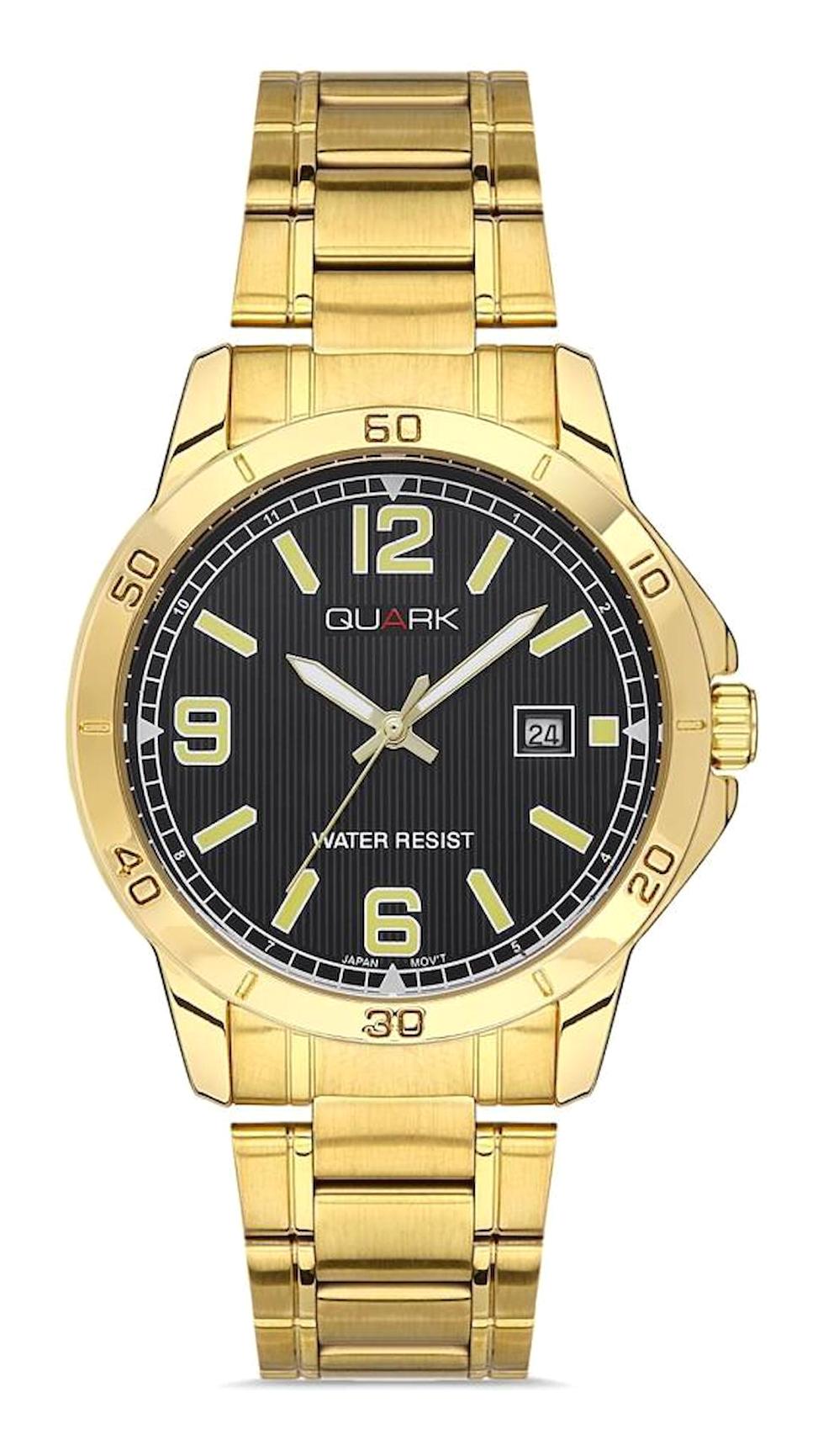 Quark QM-V004G-1B2 41 mm Altın Çelik Kordon Analog Erkek Kol Saati
