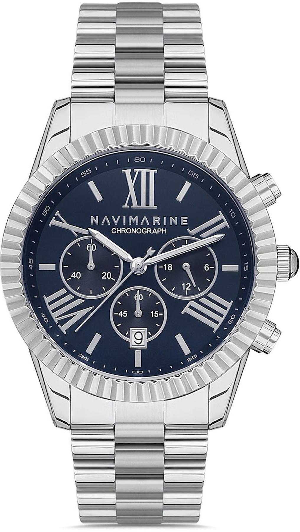Navimarine MARINE002-02 Takvimli 42 mm Çelik Kordon Analog Kol Saati