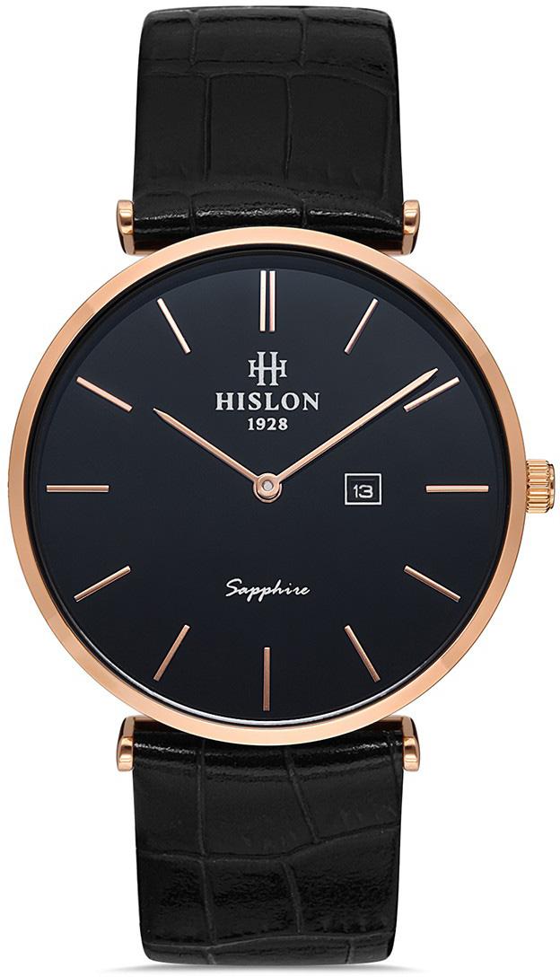 Hislon CL119R-04BR Takvimli 38 mm Siyah Deri Kordon Analog Erkek Kol Saati