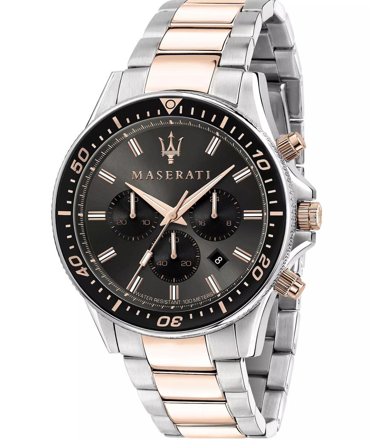 Maserati R8873640002 Takvimli 44 mm Gri-Rose Gold Çelik Kordon Analog Erkek Kol Saati