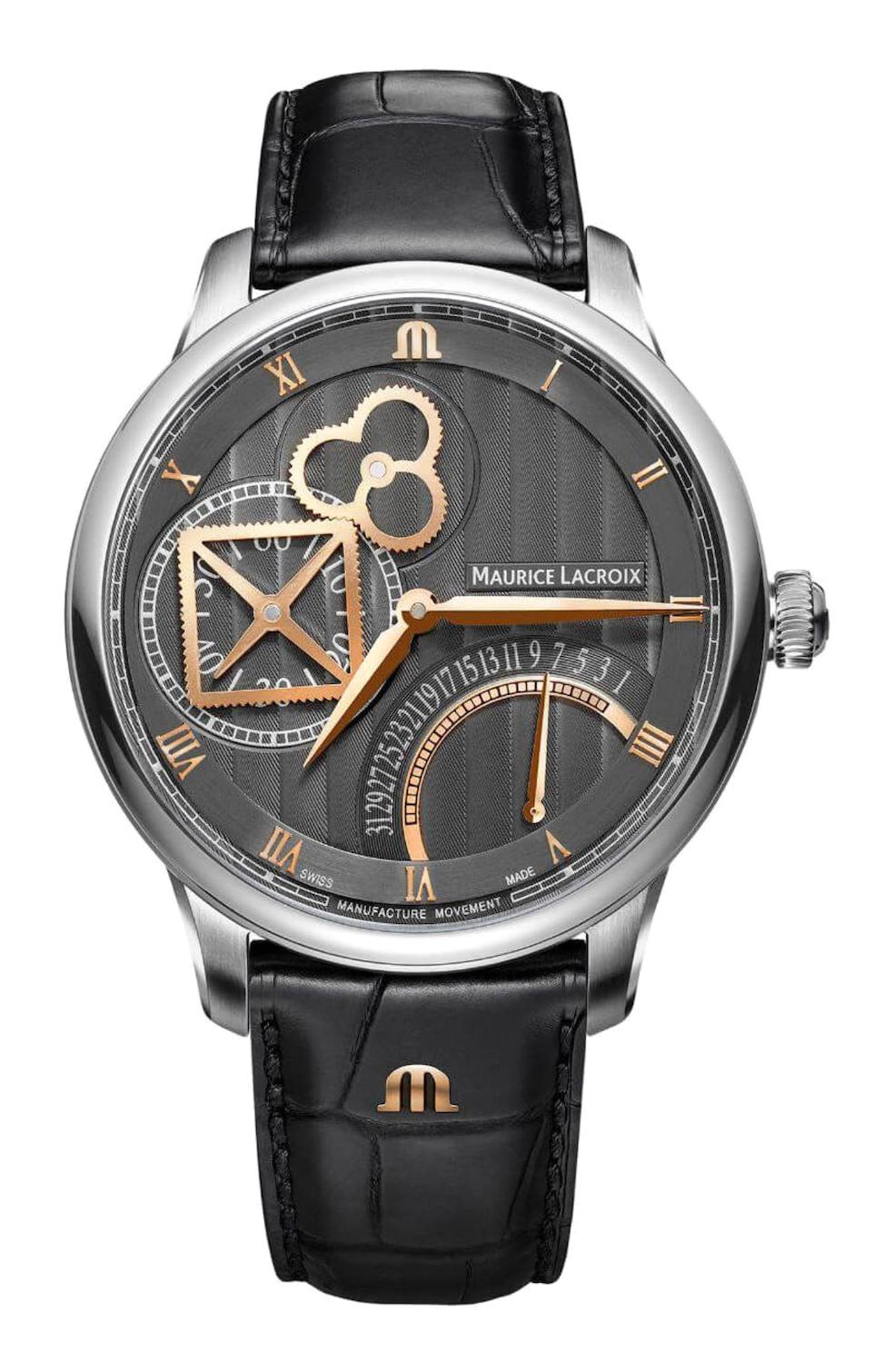 Maurice Lacroix ML-MP6058SS001310-1 Takvimli 43 mm Siyah Çelik Kordon Analog Kol Saati