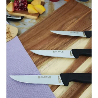 Castle Kitchen Incisive Mutfak Bıçak Seti 3'Lü Günlük Kullanım Et Ekmek Sebze Meyve Bıçağı