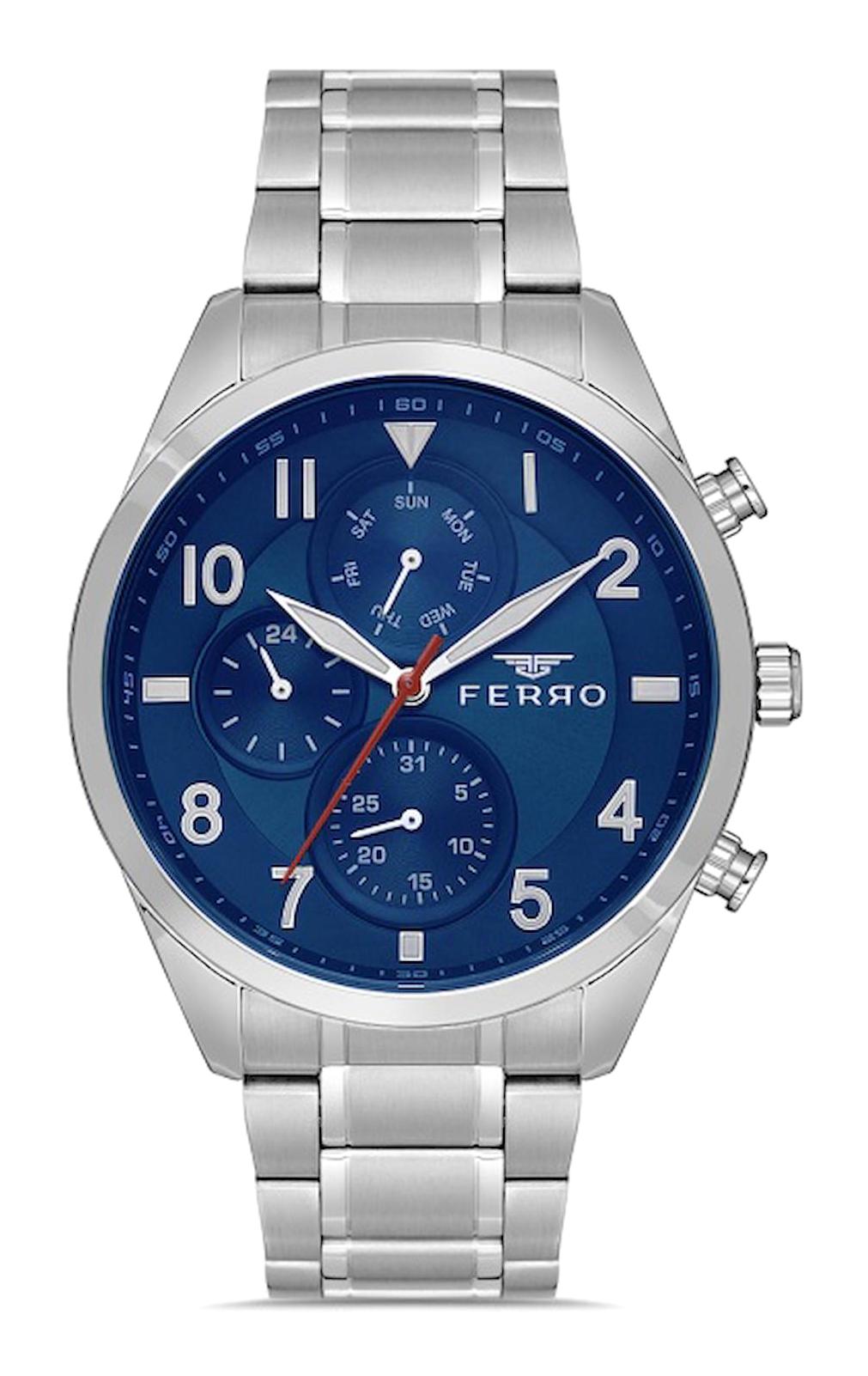 Ferro FM31454A-A3 Takvimli 44 mm Metal Kordon Analog Erkek Kol Saati