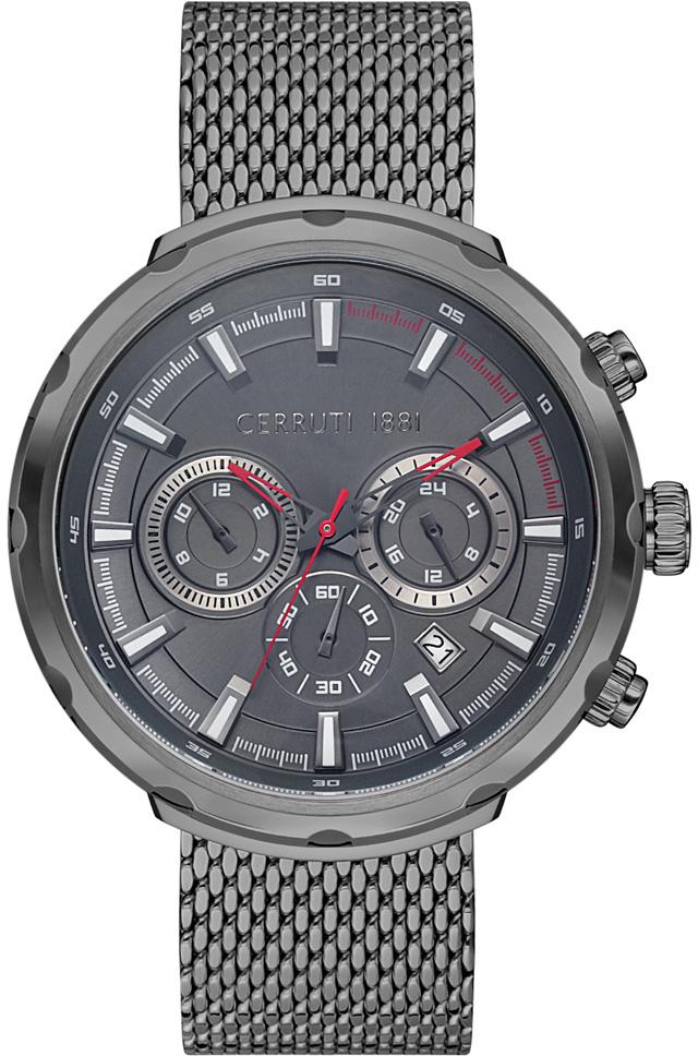 Cerruti 1881 CRA31001 Takvimli Füme Çelik Kordon Analog Kol Saati