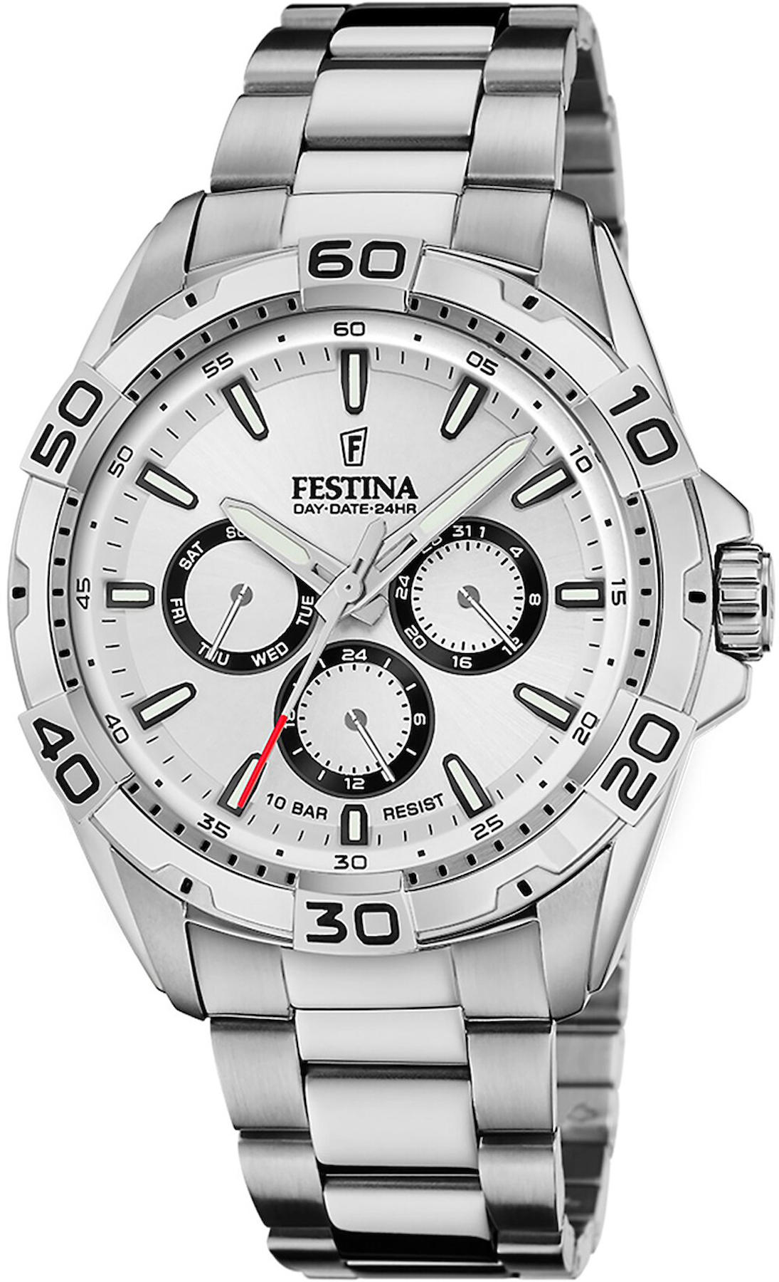 Festina F20623-1 Takvimli 44 mm Çelik Kordon Analog Kol Saati