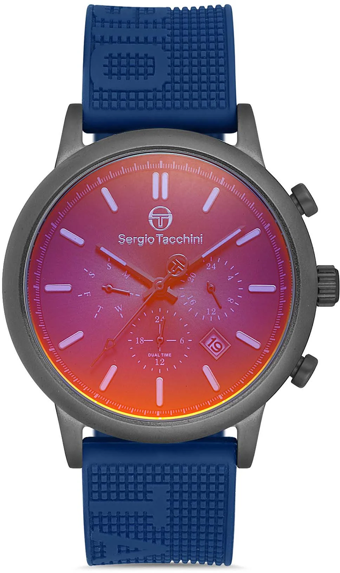 Sergio Tacchini ST.1.10221.6 Takvimli 42 mm Lacivert Silikon Kordon Analog Kol Saati
