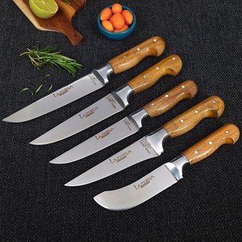 Lazbisa Hand Craft 5 Parça Mutfak Bıçak Seti Et Ekmek Sebze Meyve Bıçak ( No: 0-1-2-Yüzme-Sıyırma )