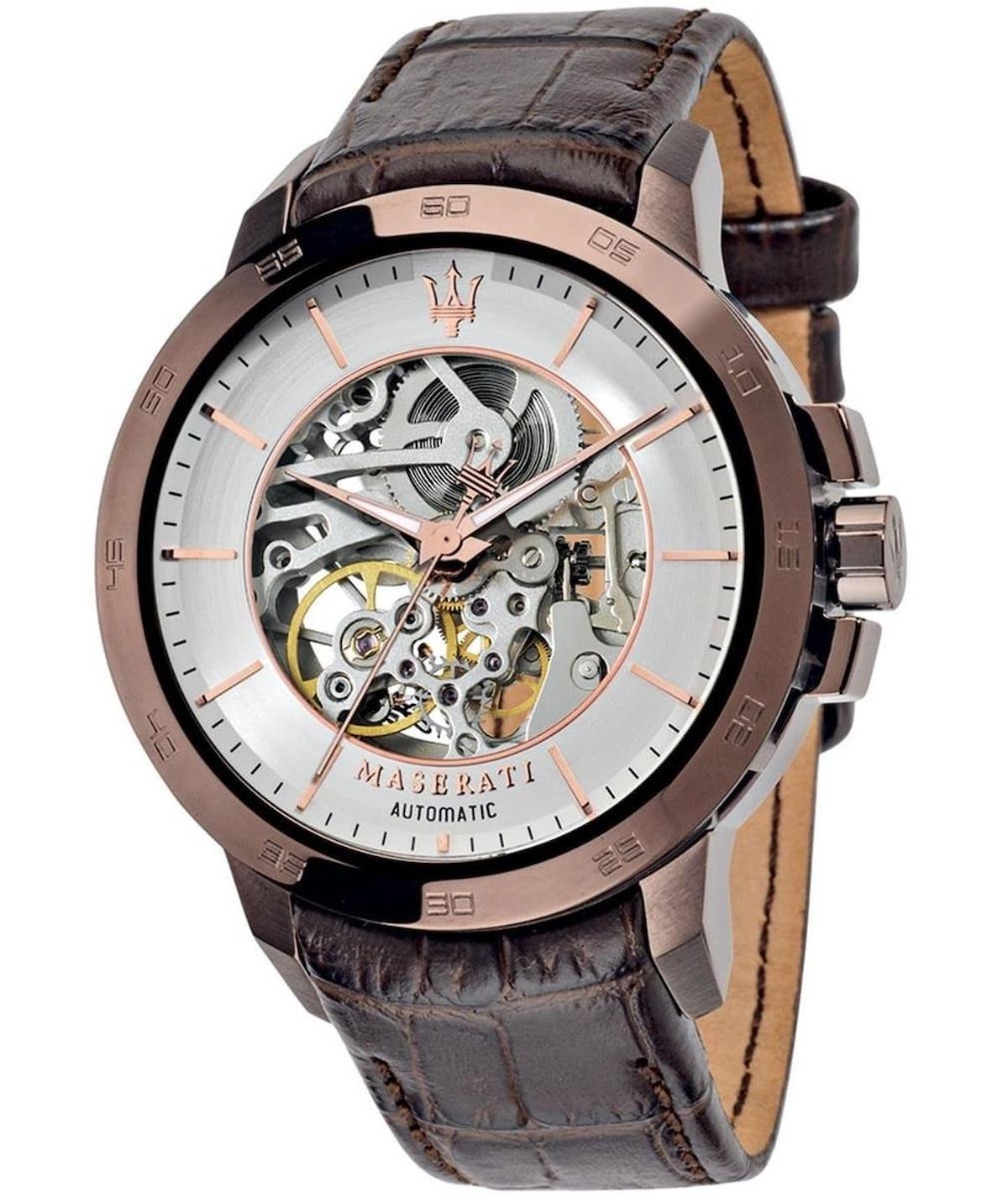 Maserati R8821119003 44 mm Kahverengi Deri Kordon Analog Erkek Kol Saati