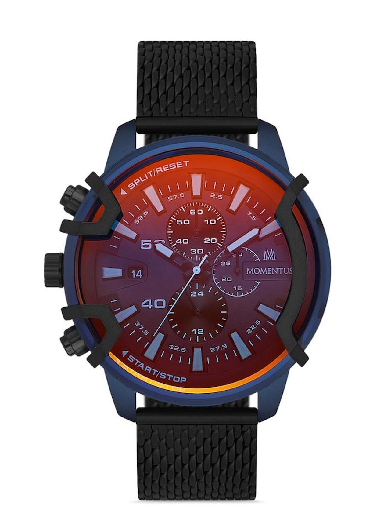 Momentus SM364S-11SX Takvimli 44 mm Siyah Çelik Kordon Analog Erkek Kol Saati