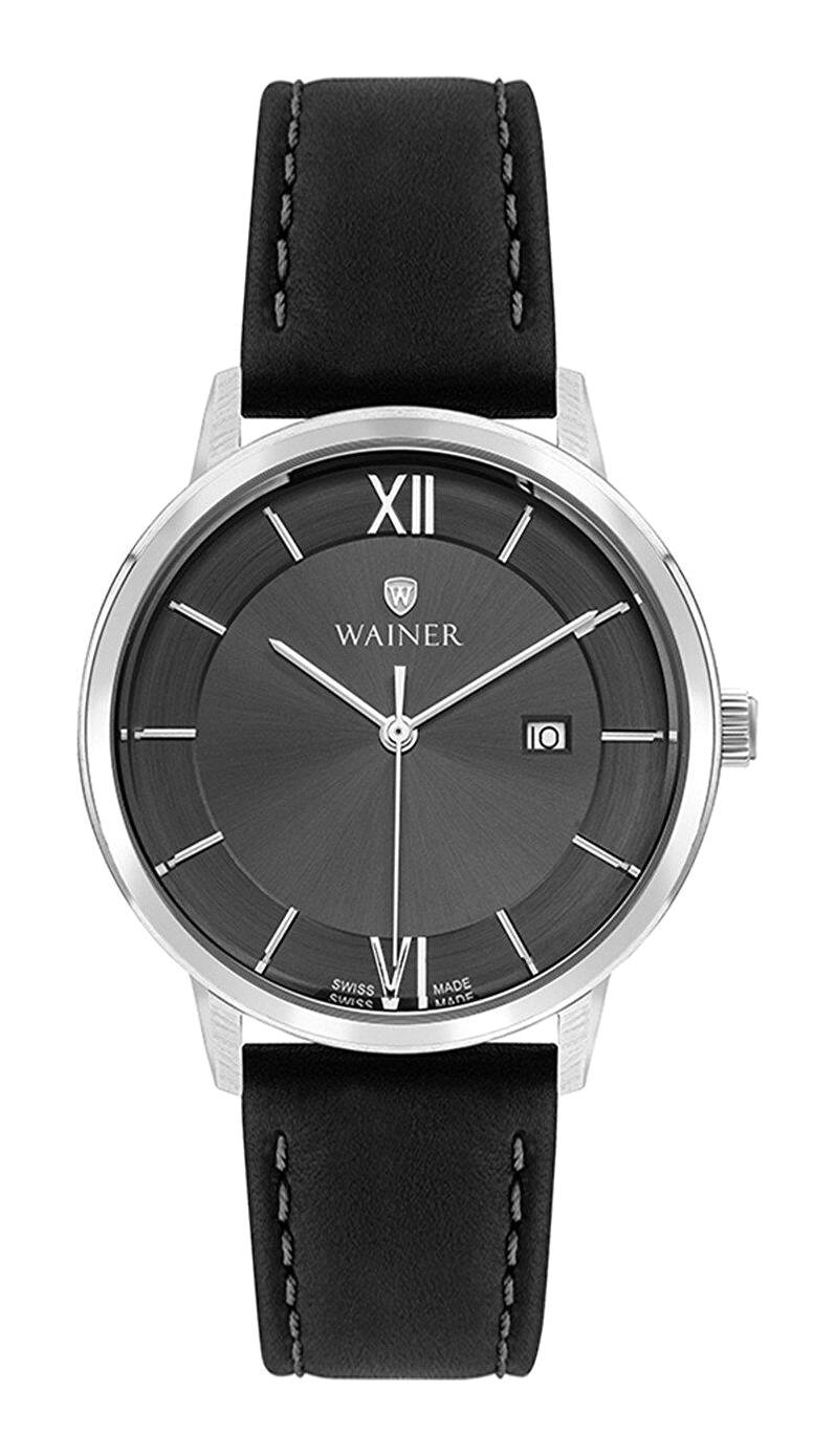 Wainer WA.11190-B Pusulalı Takvimli 40 mm Siyah Deri Kordon Analog Erkek Kol Saati