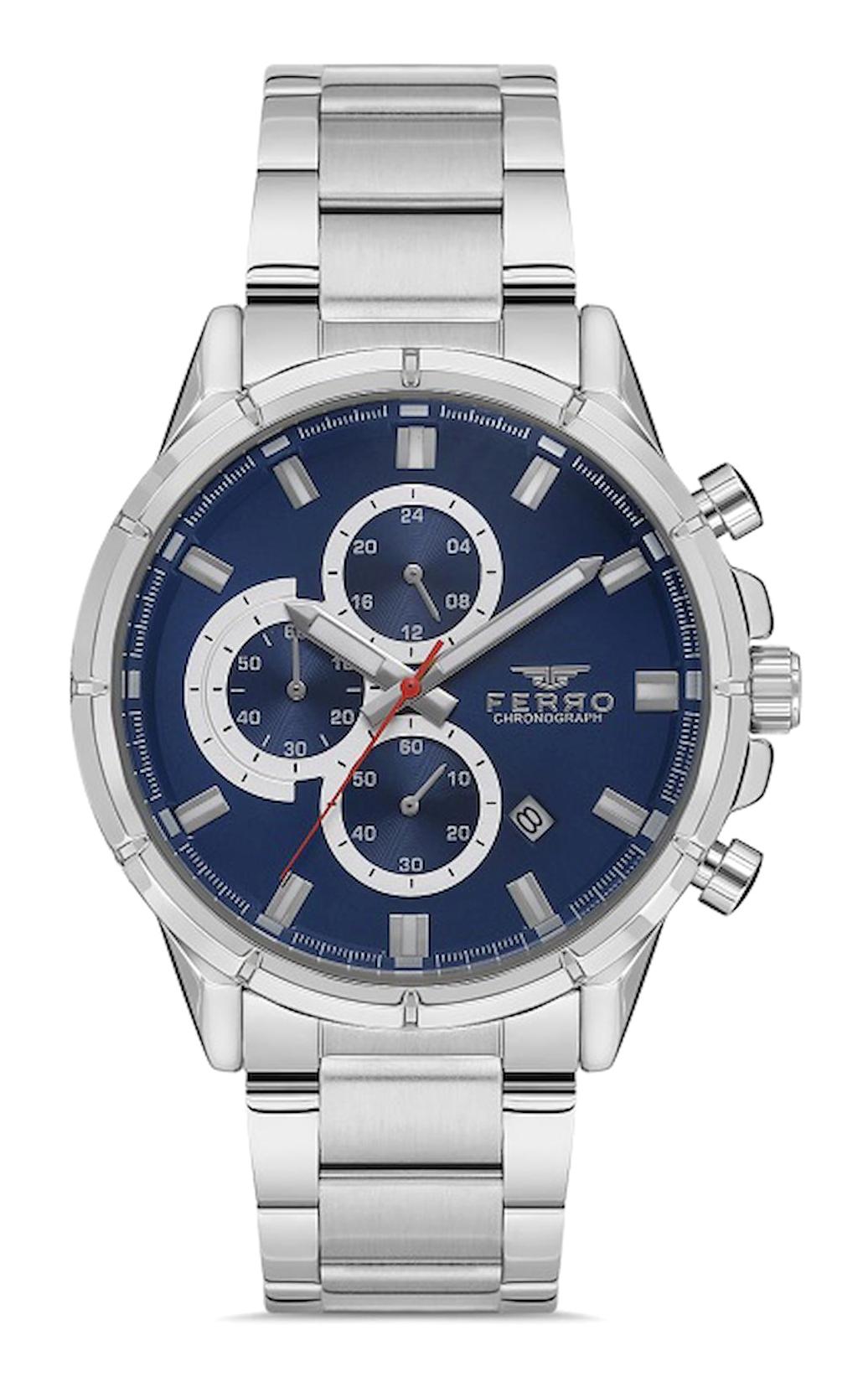 Ferro FM31461A-A3 Takvimli 44 mm Metal Kordon Analog Erkek Kol Saati