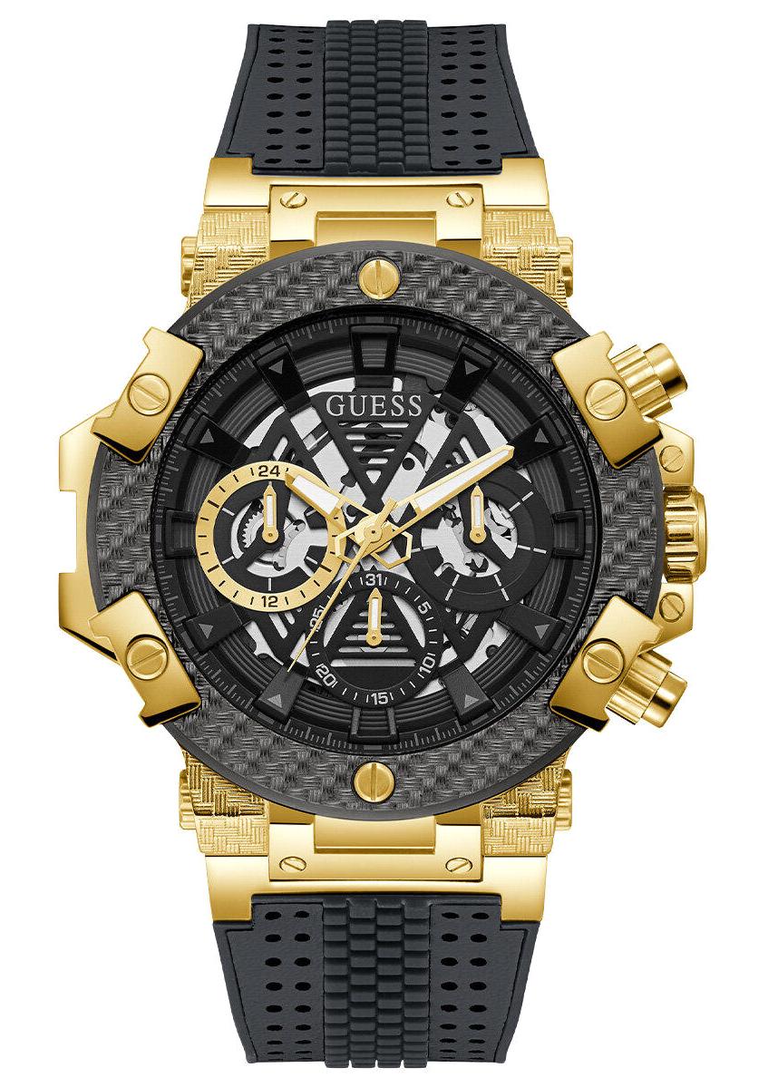Guess GUGW0486G2 Pusulalı Takvimli Siyah Silikon Kordon Analog Erkek Kol Saati