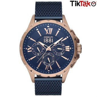 Cerruti 1881 CRA20302 Takvimli Lacivert Çelik Kordon Analog Erkek Kol Saati