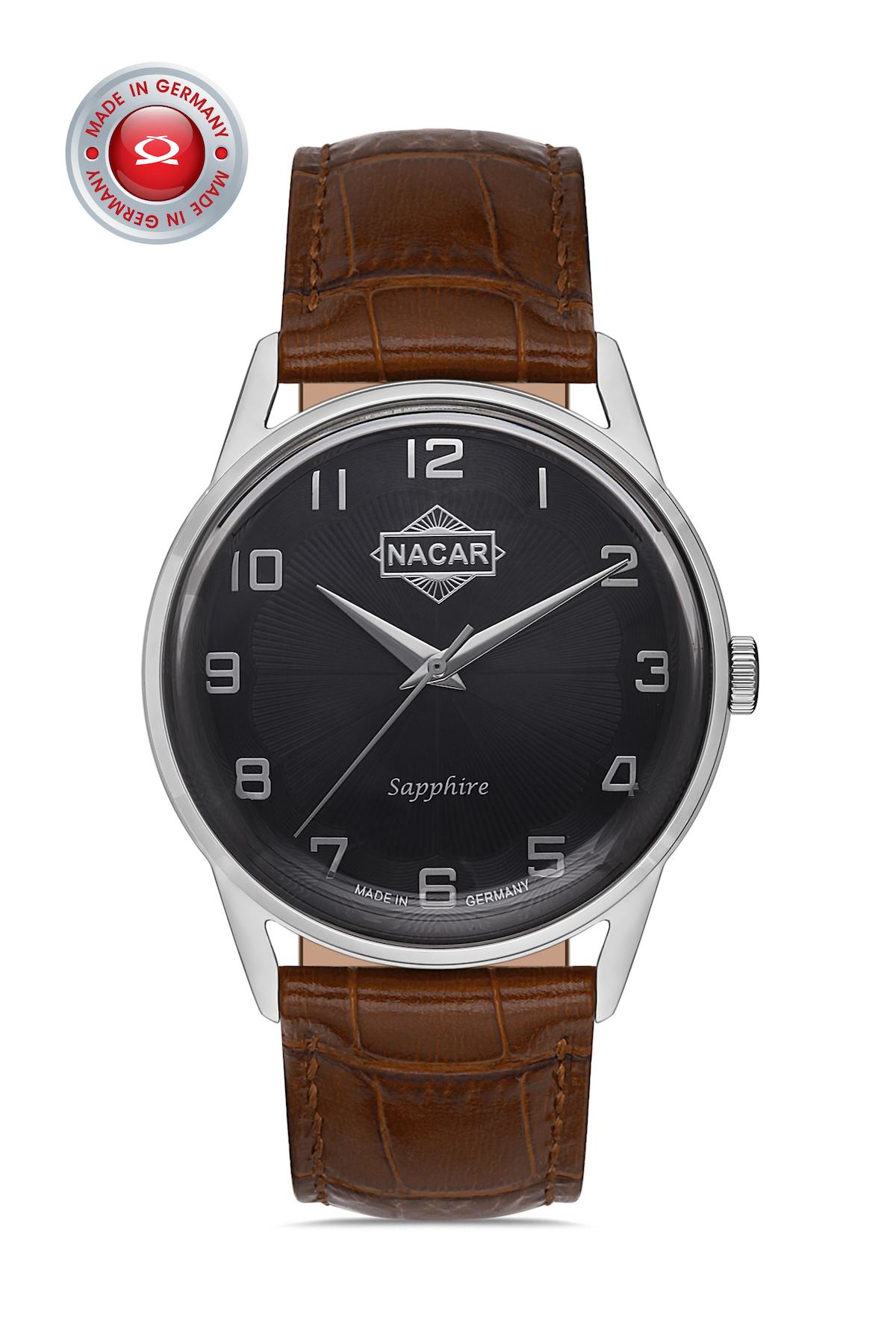 Nacar 34290865ALL2 Takvimli 44 mm Kahverengi Çelik Kordon Analog Kol Saati