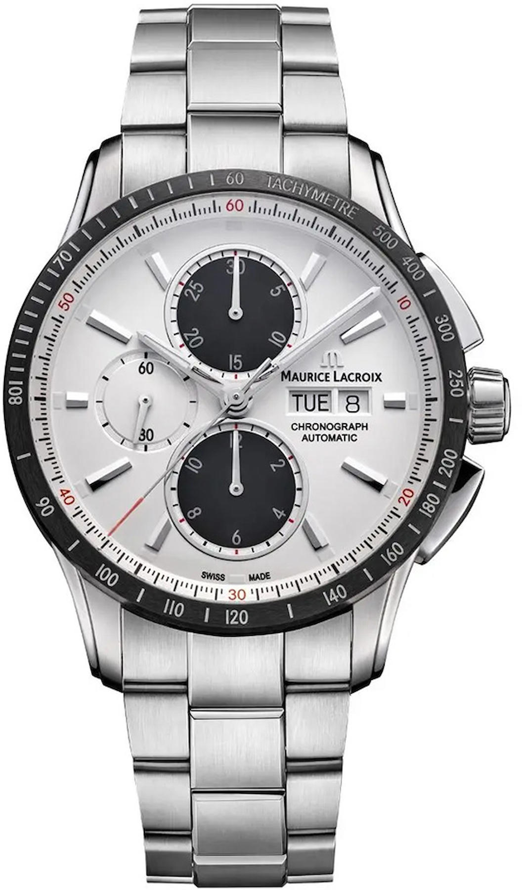 Maurice Lacroix PT6038-SSL22-130-1 Takvimli 43 mm Çelik Kordon Analog Kol Saati