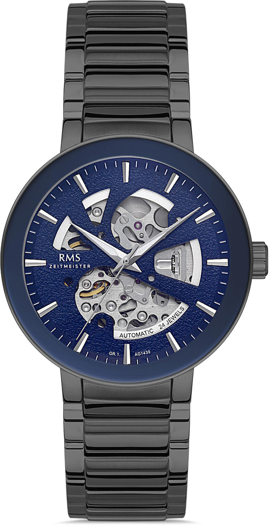 Romanson RMS.1.AG1439.06 43 mm Siyah Çelik Kordon Analog Kol Saati