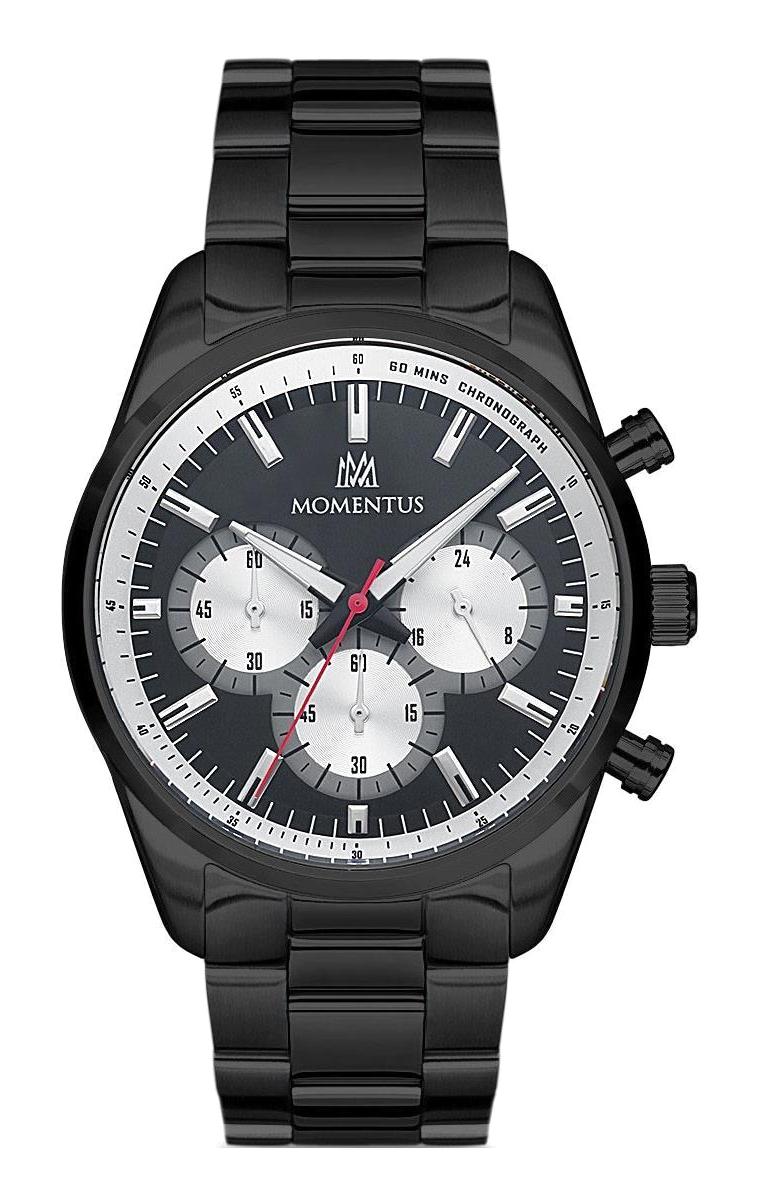 Momentus SM358B-04S Takvimli 44 mm Siyah Çelik Kordon Analog Erkek Kol Saati