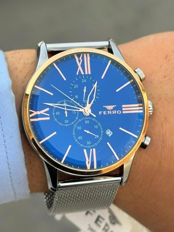 Ferro FR.FT.1.105 Takvimli Çelik Kordon Analog Erkek Kol Saati