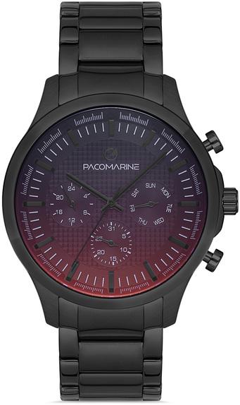 Pacomarine PM.51221.10 Takvimli 42 mm Siyah Çelik Kordon Analog Kol Saati