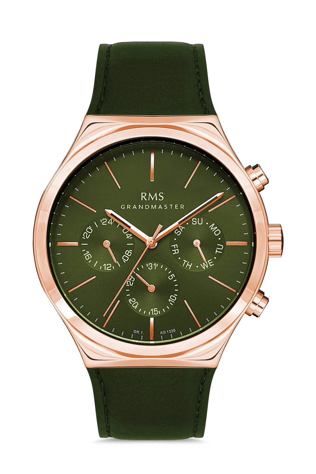 Romanson GR.1.AG1338.03 Takvimli 43 mm Yeşil Deri Kordon Analog Erkek Kol Saati
