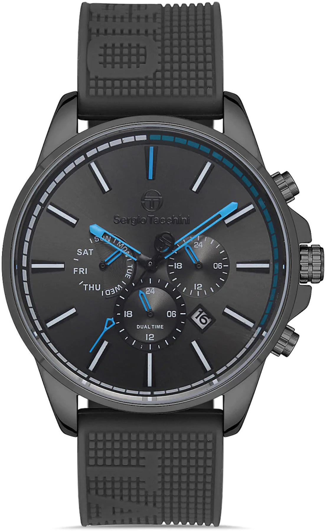 Sergio Tacchini ST.1.10261.5 Takvimli 44 mm Siyah Silikon Kordon Analog Kol Saati
