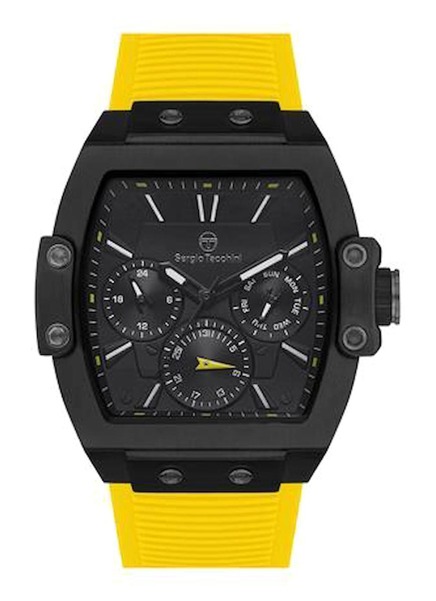 Sergio Tacchini ST.1.10337.1 Takvimli 45 mm Sarı Silikon Kordon Analog Erkek Kol Saati