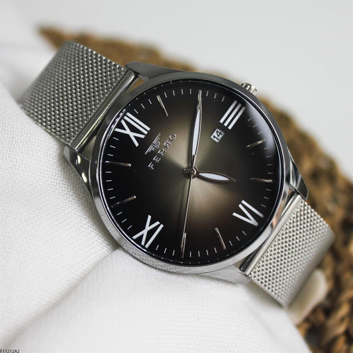 Ferro F11212A2 Takvimli 44 mm Metal Kordon Analog Erkek Kol Saati