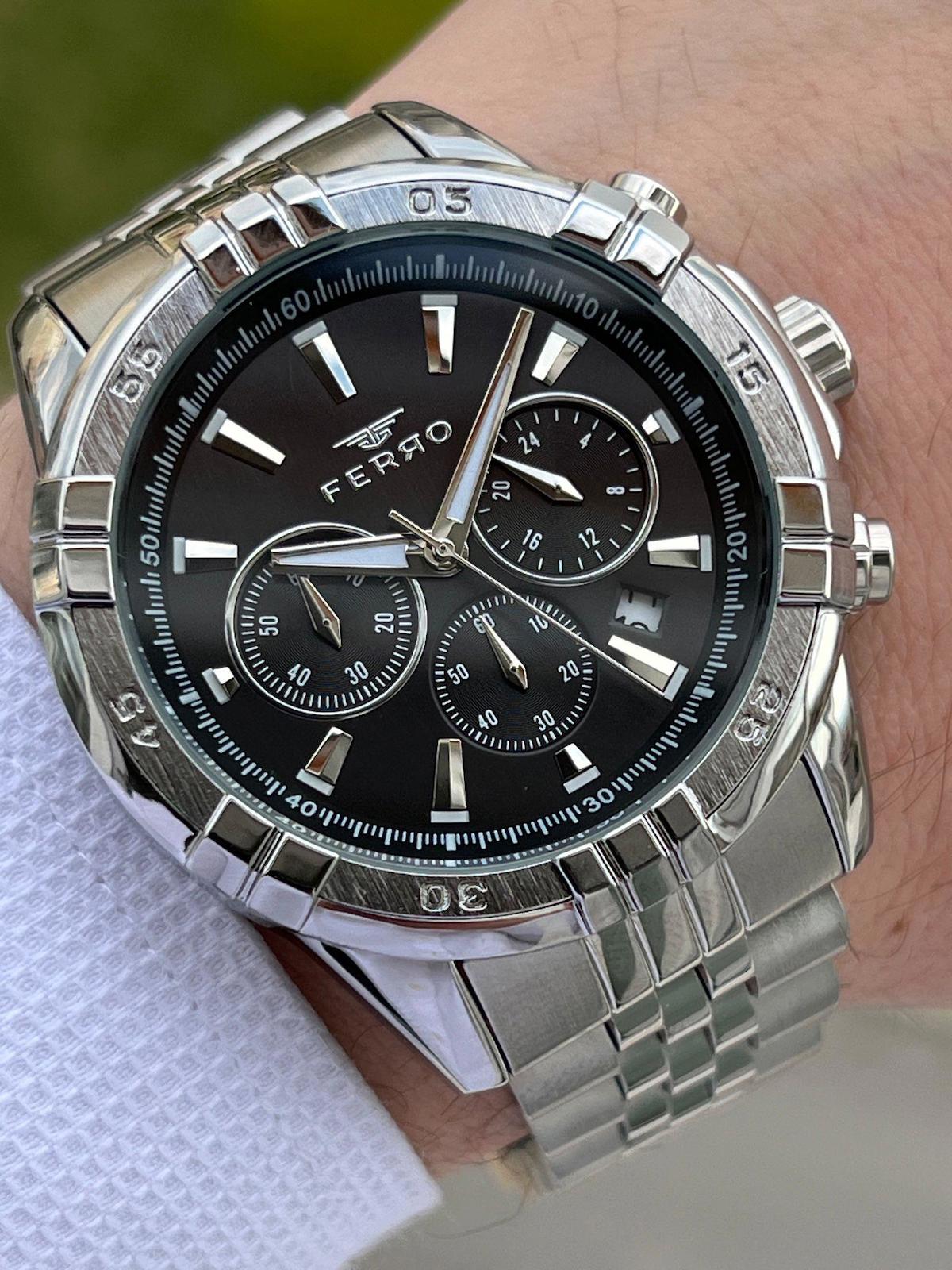 Ferro EFM31389-A2 Su Geçirmez Takvimli 44 mm Çelik Kordon Analog Erkek Kol Saati