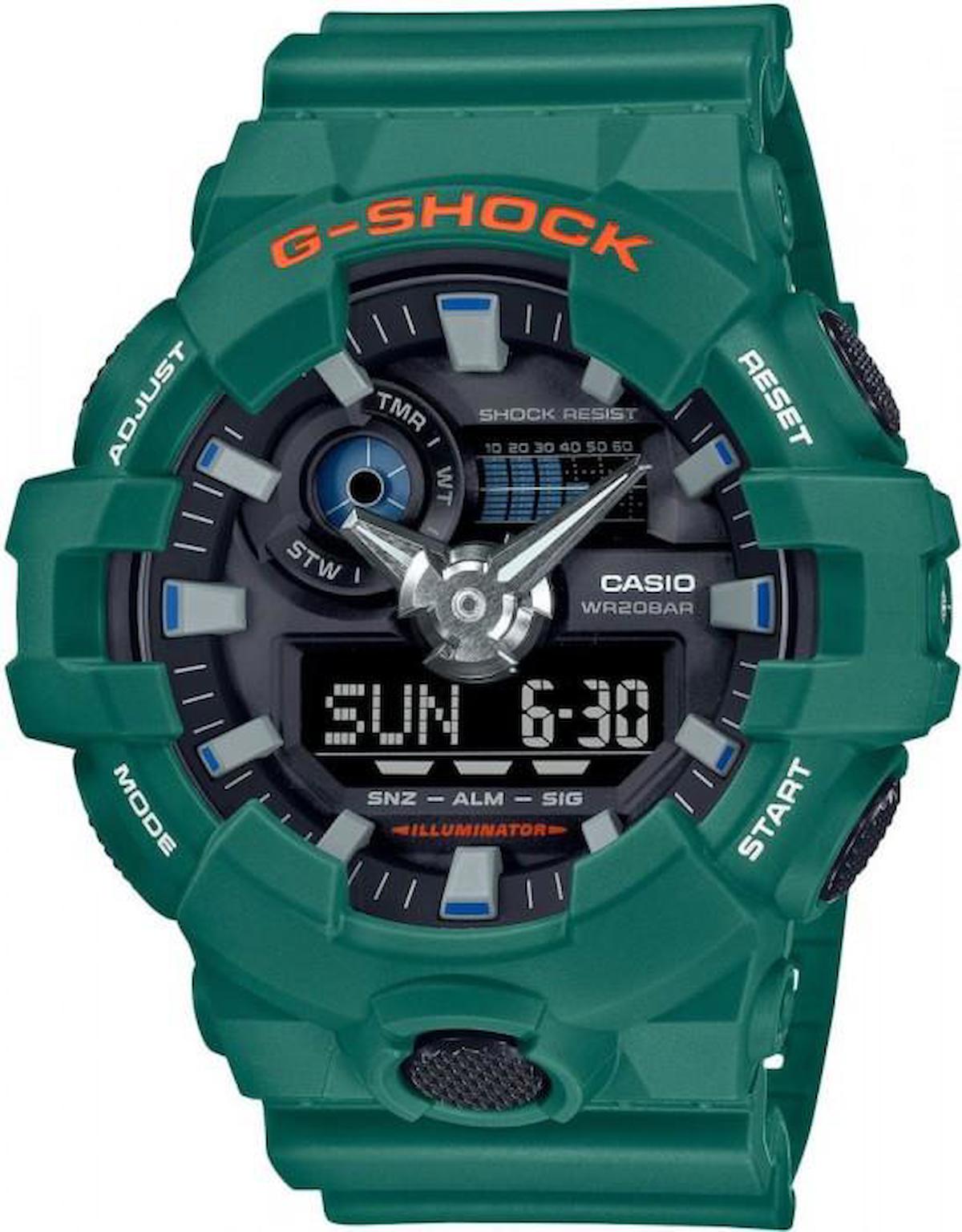 Casio GA-700SC-3ADR Takvimli 53.4 mm Yeşil Silikon Kordon Analog Kol Saati