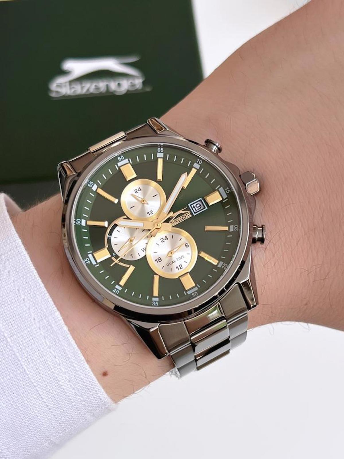 Slazenger SL.09.2139.2.04 Su Geçirmez Takvimli 45 mm Çelik Kordon Analog Erkek Kol Saati