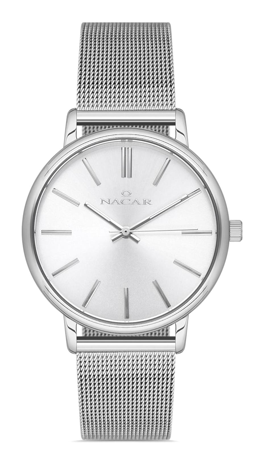 Nacar 31299186UASM Takvimli 44 mm Çelik Kordon Analog Kol Saati