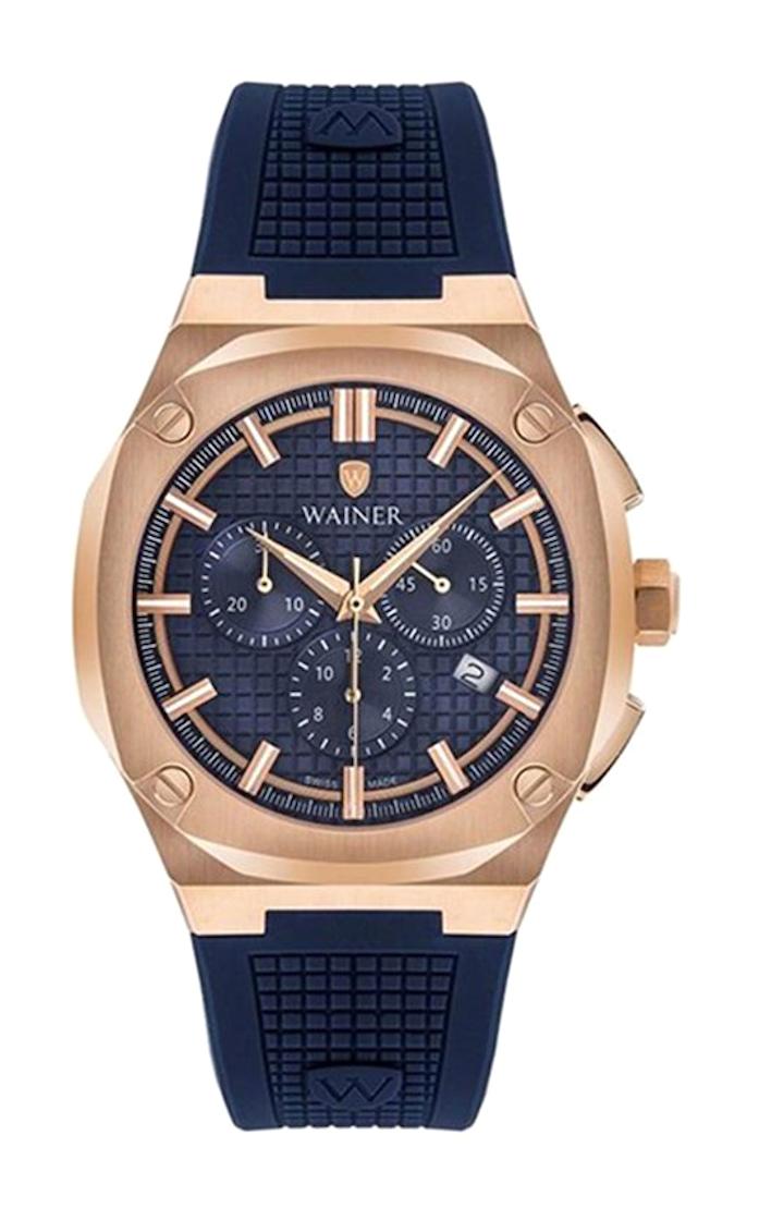 Wainer WA.10200-E Pusulalı Takvimli 43 mm Lacivert Silikon Kordon Analog Erkek Kol Saati