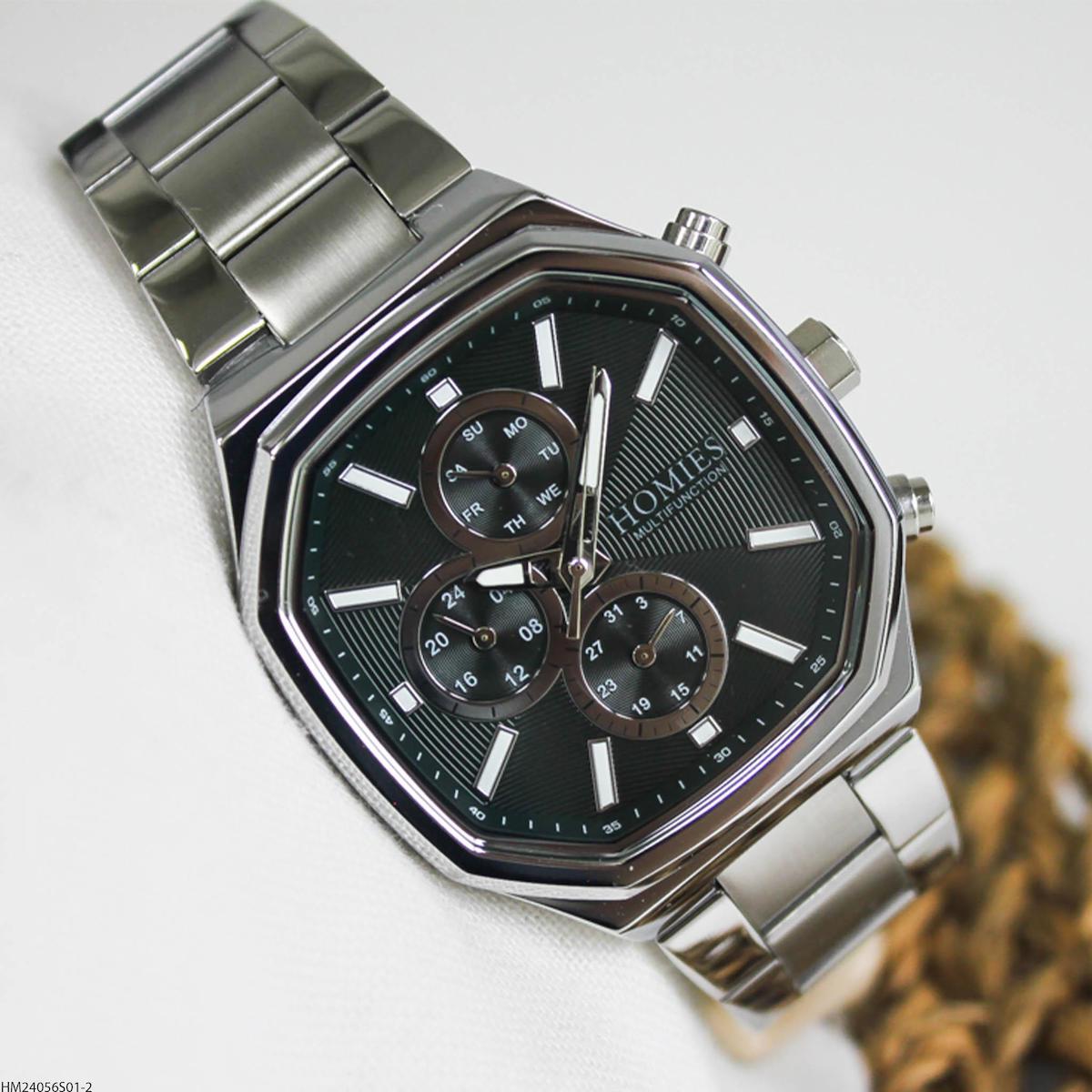 Homies HM24056S01-2 Pusulalı Takvimli Çelik Kordon Analog Erkek Kol Saati