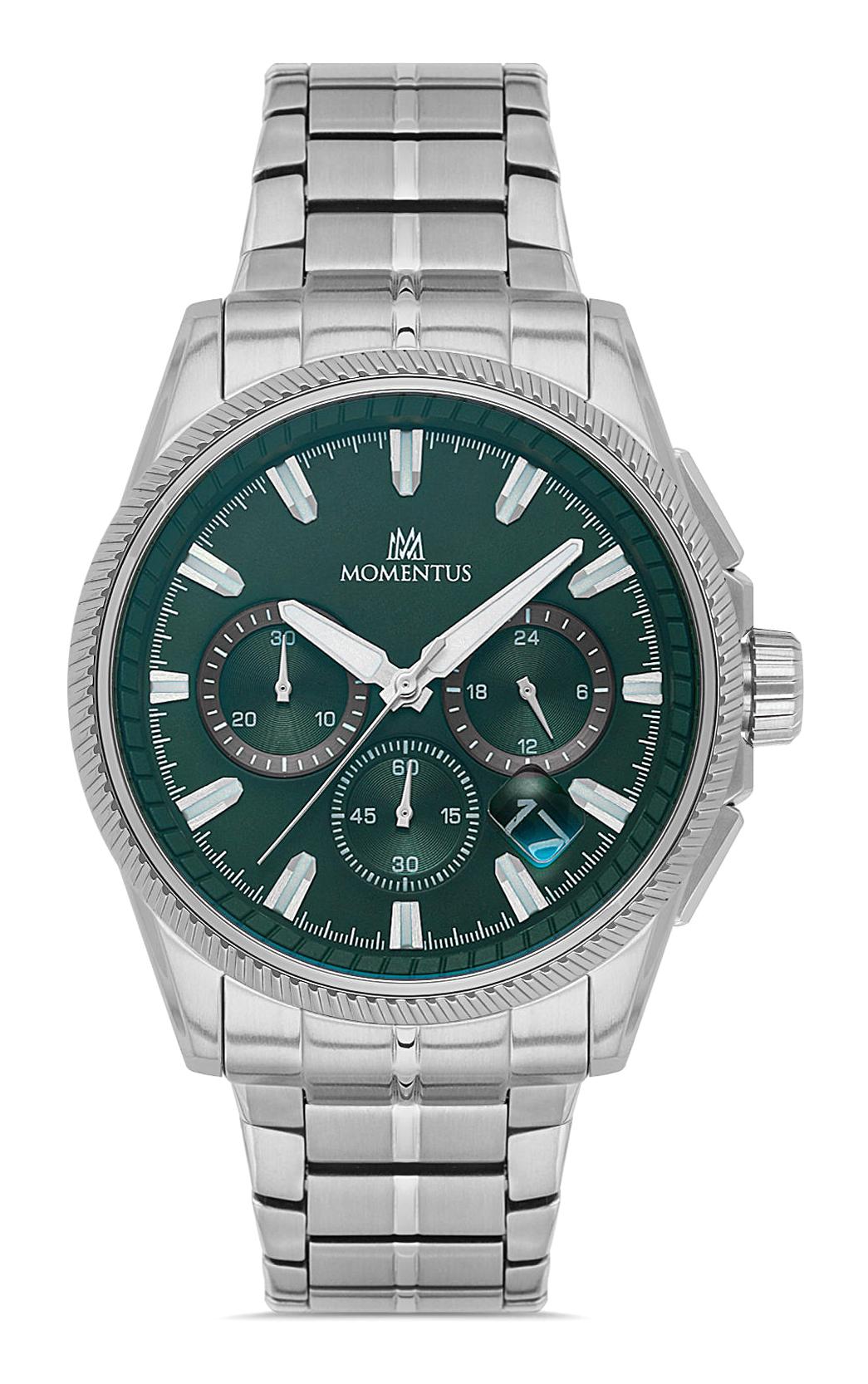 Momentus SM386S-15SS Takvimli 44 mm Çelik Kordon Analog Erkek Kol Saati