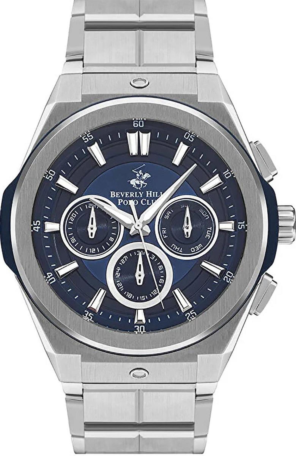 Beverly Hills Polo Club BP3406X390 Takvimli 46 mm Çelik Kordon Analog Erkek Kol Saati