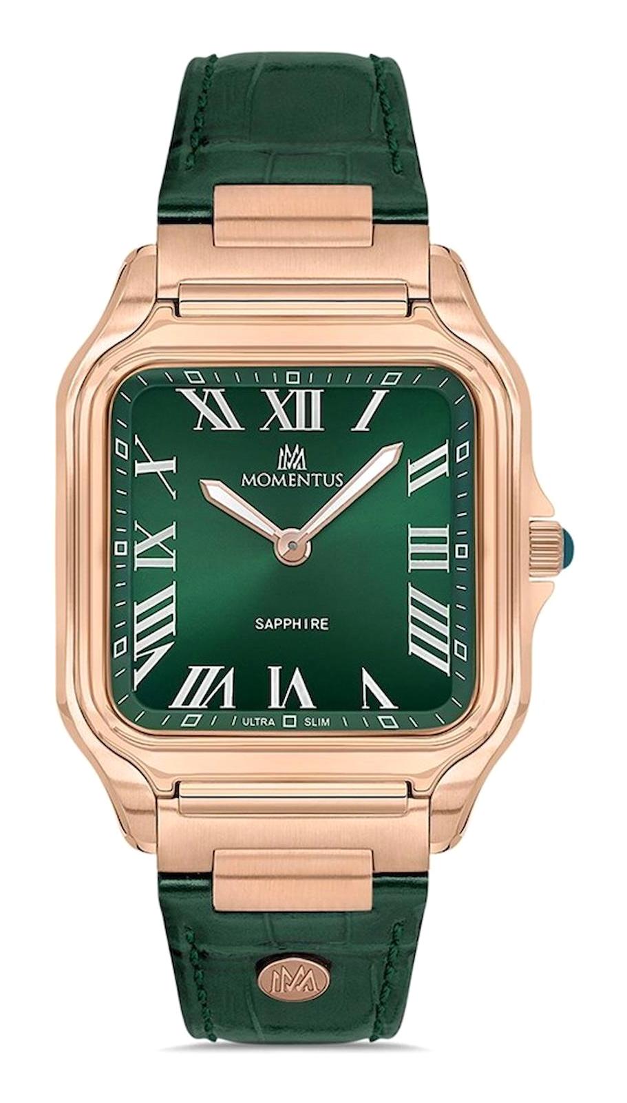 Momentus EM348R-15YR Takvimli 43 mm Yeşil Çelik Kordon Analog Erkek Kol Saati