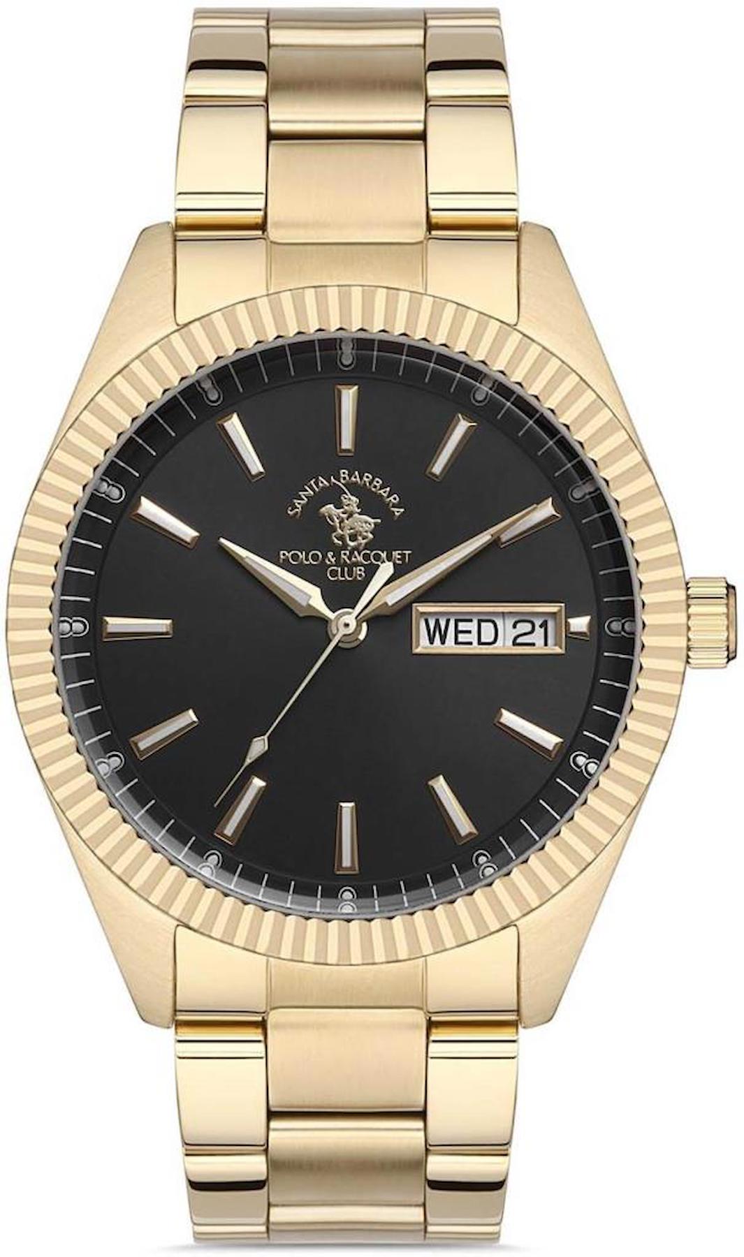 Santa Barbara Polo & Racquet Club SB.1.10221.5 Takvimli 44 mm Altın Çelik Kordon Analog Erkek Kol Saati