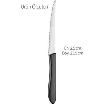 Grimor Life 2 Parça Paslanmaz Çelik Ultra Keskin Siyah Renk Bıçak Seti - Meyve Et Ekmek Doğrama Bıçağı - 2Lİ SİYAH