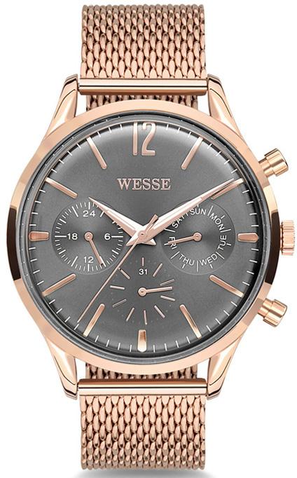 Wesse WWG202313 Pusulalı Takvimli 40 mm Rose Gold Çelik Kordon Analog Kol Saati