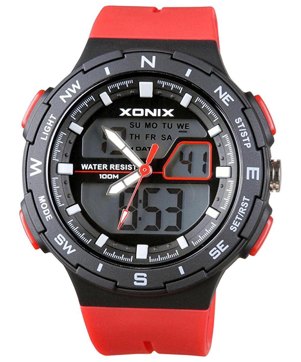 Xonix XOX-VQ002 Takvimli 49 mm Kırmızı Silikon Kordon Analog Erkek Kol Saati