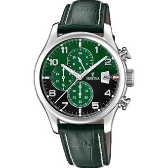 Festina F20375/8 Takvimli 43 mm Yeşil Deri Kordon Analog Erkek Kol Saati