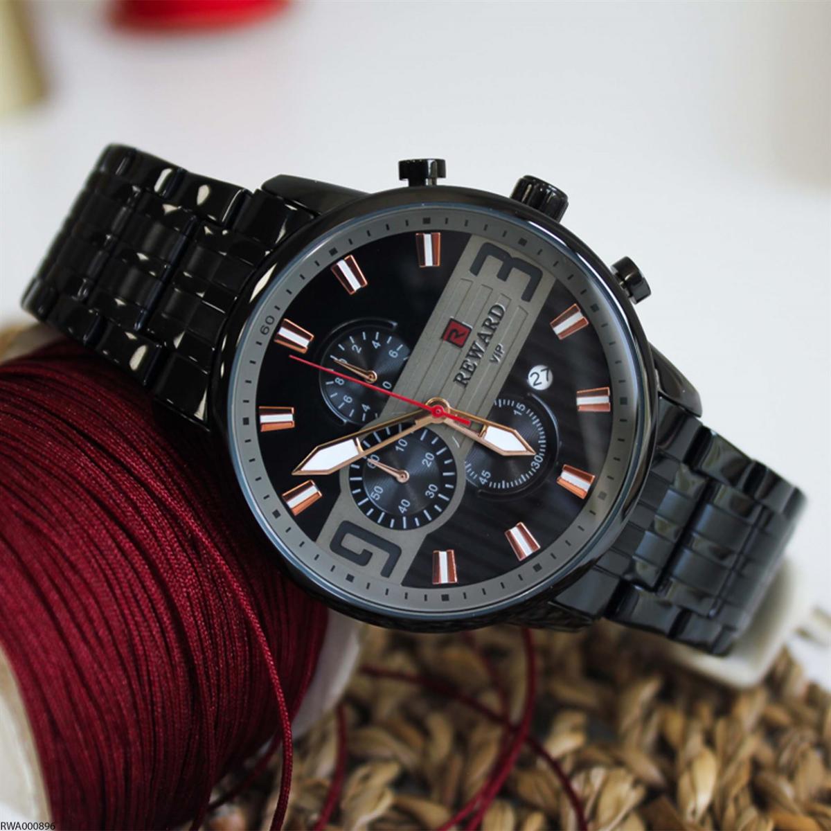 Reward RWA000896 Takvimli 46 mm Siyah Metal Kordon Analog Erkek Kol Saati